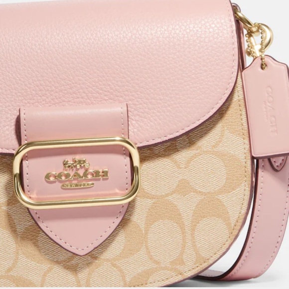 💖 NWT COACH SADDLE BAG IN PINK AND SNAKE-EMBOSSED LEATHER - Picture 7 of 14